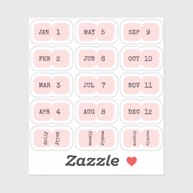 Adesivo Mini Monthly Index Tabs Page Divider Pink Folded (Folha)