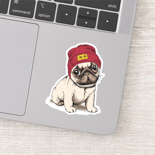Adesivo Mini Pug Hipster Puppy (Detalhe)