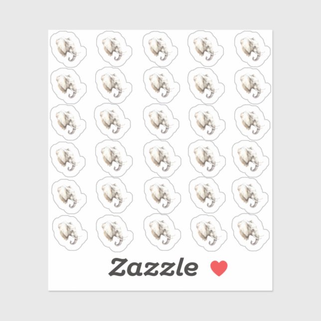 Adesivo Miniadesivos De Cabeça De Elefante De Aquarela (Folha)