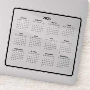 Adesivo Minicalendário preto e branco 2025