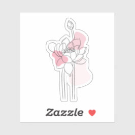 Adesivo Minimal Lotus Line Art – Soft Pink Zen Botanical 