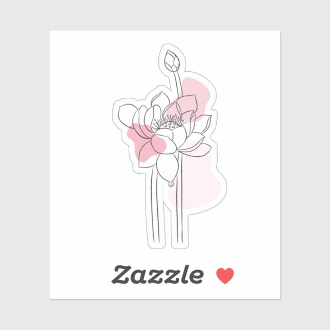 Adesivo Minimal Lotus Line Art – Soft Pink Zen Botanical  (Folha)