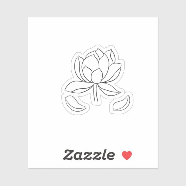 Adesivo Minimal Lotus Line Art – Zen Floral Illustration (Folha)