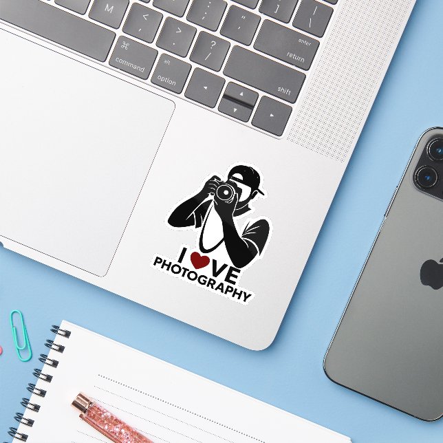 Adesivo Minimal Red Heart Love Design Kiss-Cut Sticker She (Notebook com iPhone)