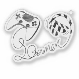 Adesivo Minimalist Gamer Cat Line Art - Controller Cable