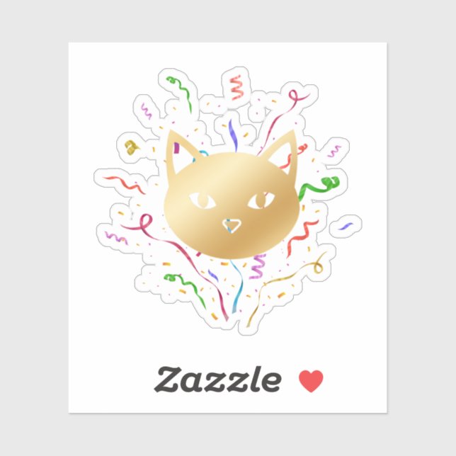 Adesivo Minimalist Golden Cat Face Confetti New Year (Folha)