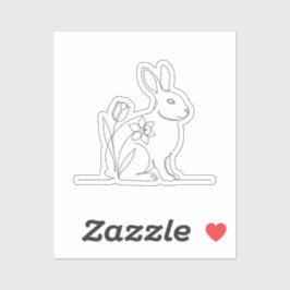 Adesivo Minimalist Line Art Bunny And Floral Easter 