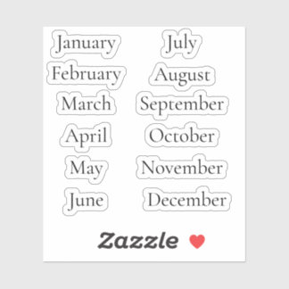 Adesivo Minimalist Month Stickers January–December Scrip