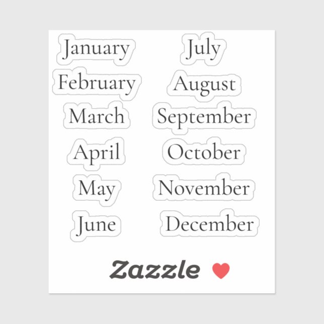 Adesivo Minimalist Month Stickers January–December Scrip (Folha)