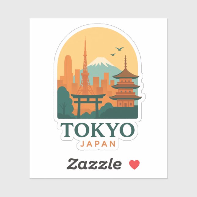 Adesivo Minimalist Tokyo Japan Magnet Sticker – Modern  (Folha)