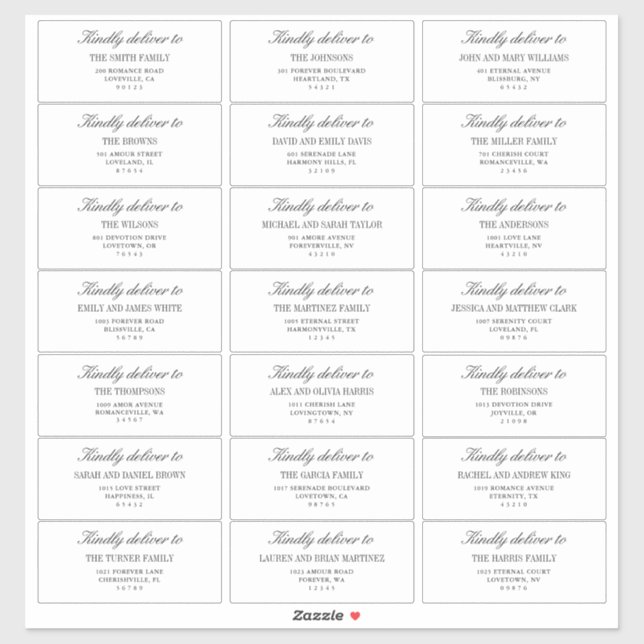 Adesivo Minimlaist White Wedding Guest Address Labels  (Folha)