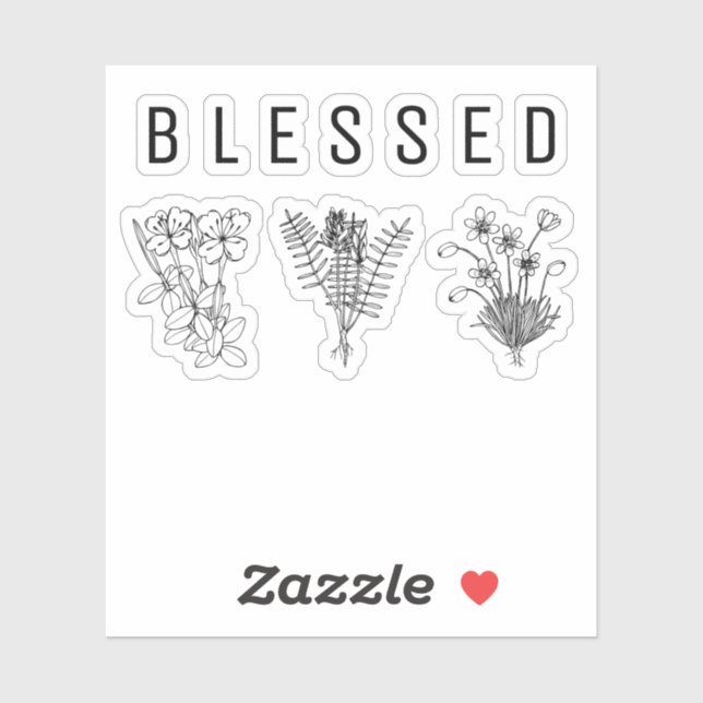 Adesivo Mínimo BÊNDIO Três Flores Selvagens Brancas Negras (Folha)