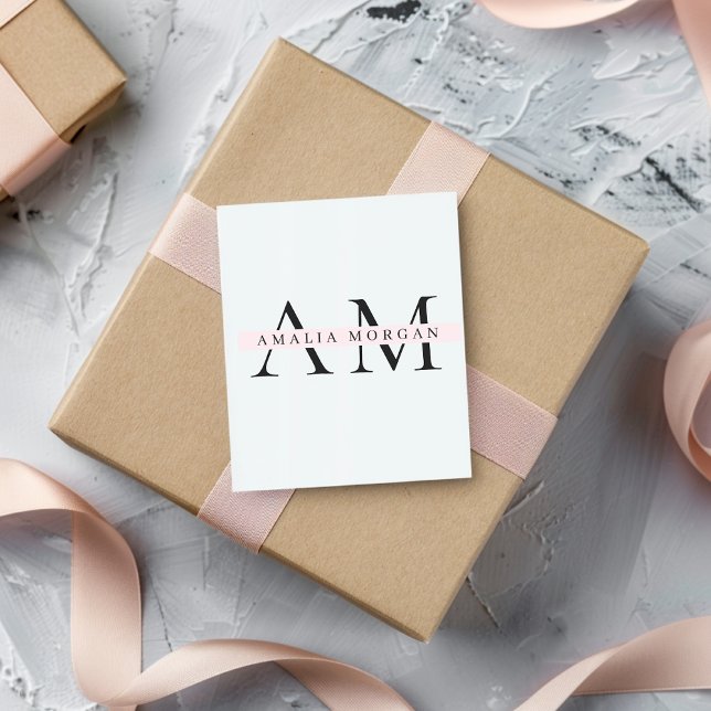 Adesivo mínimo cor-de-rosa inicial e personalizado (Criador carregado)