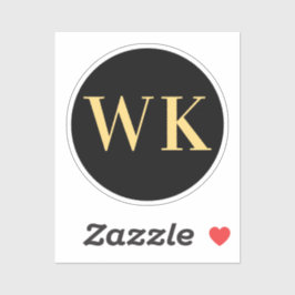 Adesivo Mínimo de Iniciais Modernos de Monograma Preto Dou