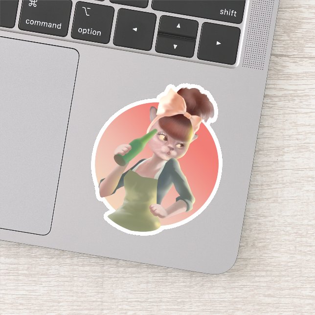 Adesivo Miss Meow: Bar Noturno Retrô e Arte de Coquetel (Detalhe)