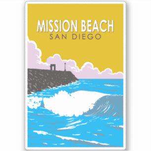 Adesivo Mission Beach Viagem Art Vintage