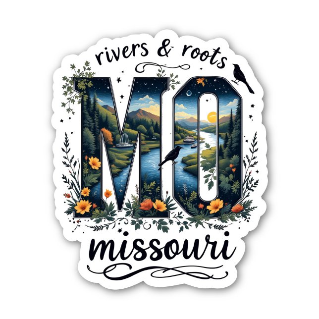 Adesivo Missouri State Sticker | Rivers & Roots Nature Art (Missouri State Sticker | Rivers & Roots Nature Art by PiggyPrint Stickers. )