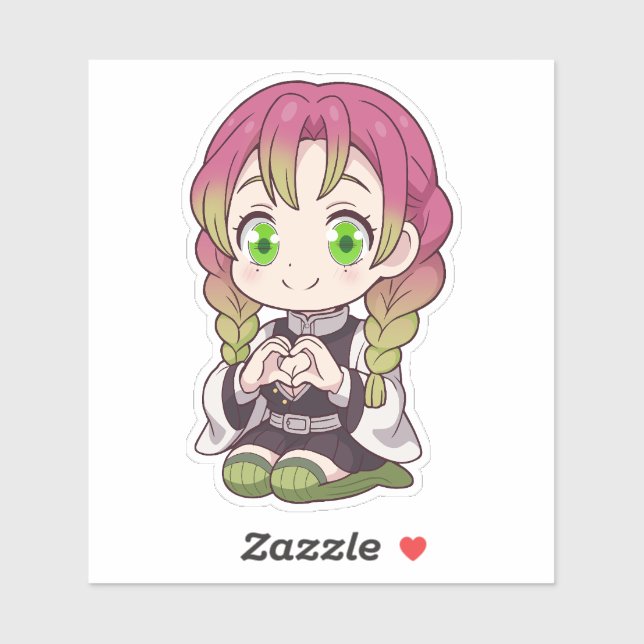 Adesivo Mitsuri Kanroji Chibi Amor (Folha)