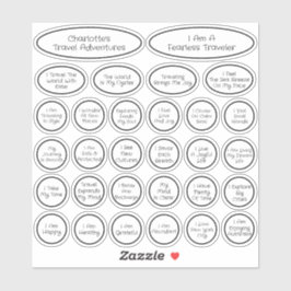 Adesivo modelo de Afirmação do Viagem preto e branco 30 em