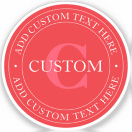 Adesivo Modelo de Texto Circular Elegante Branco Vermelho