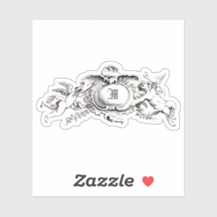 Adesivo Modelo Rococo barroco do monograma dos querubins