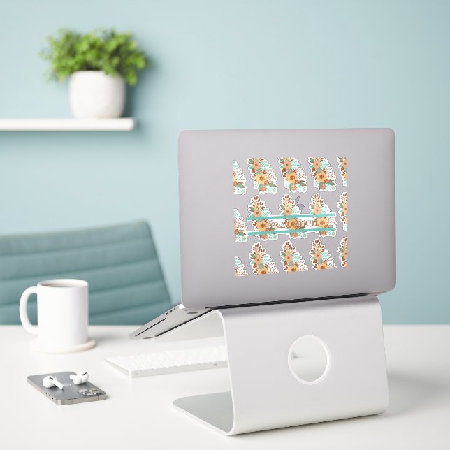 Adesivo Modern Boho Floral Rosa (Laptop na mesa)