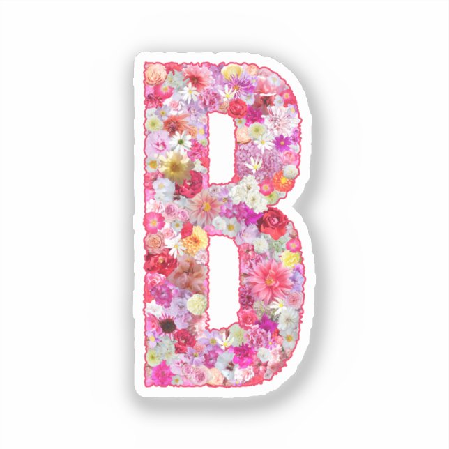 Adesivo Modern Elegant Colorful Floral Initial Letter B (Frente)