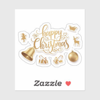 Adesivo Modern elegant  typography happy christmas 