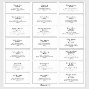 Adesivo Modern Retro Lettering Wedding Endereço Convidado