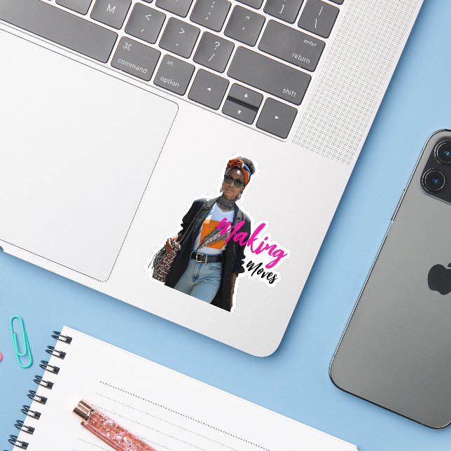 Adesivo Modern Sophisticated Custom-Cut Vinyl Sticker (Notebook com iPhone)