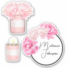 Adesivo Moderno Fancy Fofo Rosa Listras Floral