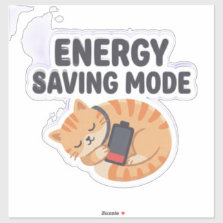 Adesivo Modo de Economia de Energia Gato Sonolento Fofo