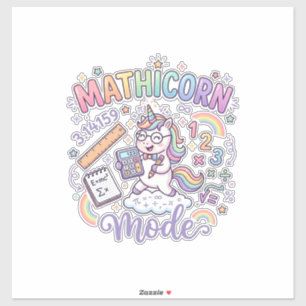 Adesivo Modo Unicórnio Mathicorn Tipografia Adorável Desig