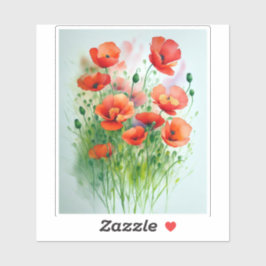 Adesivo Mohnblumenwiese, Aquarell -