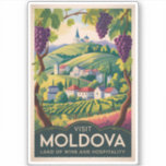 Adesivo Moldova Winery Illustration Travel Art Vintage<br><div class="desc">Moldova retro vector travel design. Moldova is a lesser-known Eastern European country celebrated for its rolling vineyards, historic monasteries, and rich wine-making traditions. With charming rural landscapes and a relaxed pace of life, it offers an authentic and affordable cultural travel experience.</div>