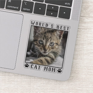 Adesivo Moldura de Foto de Pet com Pegadas de Gato Mãe do