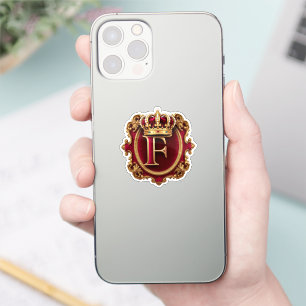 Adesivo Moldura Dourada Luxuosa Com Monograma Coroado