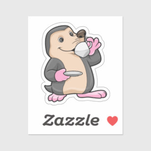 Adesivo Mole com Taça de Café e Saucer