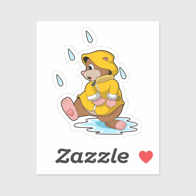 Adesivo Mole na chuva com gotas de chuva (Folha)