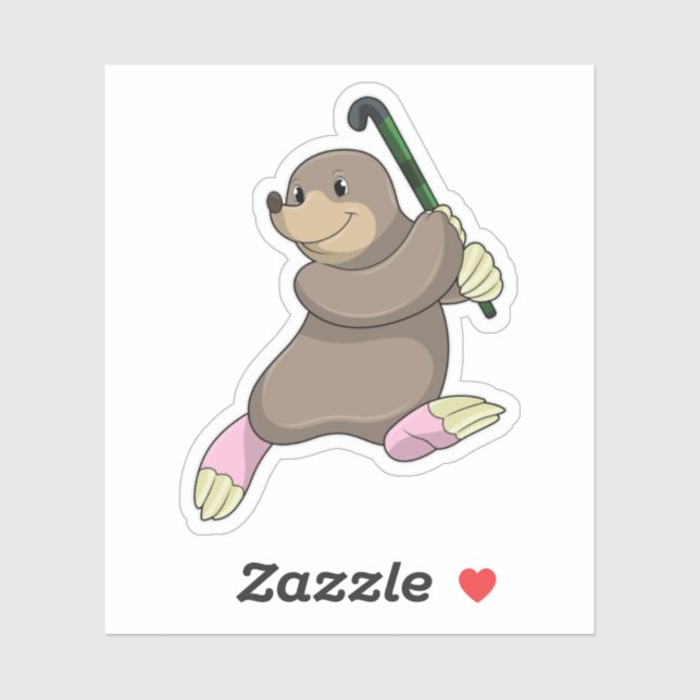 Adesivo Mole no Hockey com Taco de Hóquei (Folha)