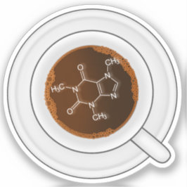 Adesivo Molécula de Cafeína (Estrutura) Xícara de Café