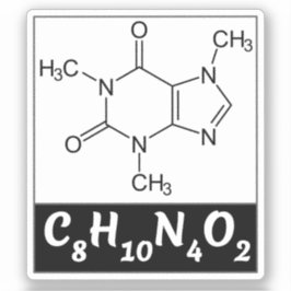 Adesivo Molécula de Cafeína (Fórmula Química C8H10N4O2)
