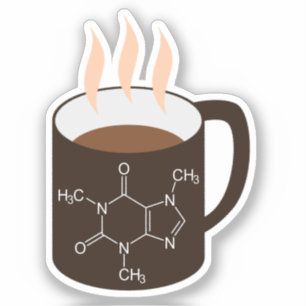 Adesivo Molécula de Cafeína (Fórmula Química) Café Engraça