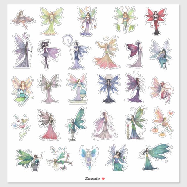 Adesivo Molly Harrison Fairies Faery Fairy Art Colorful (Folha)