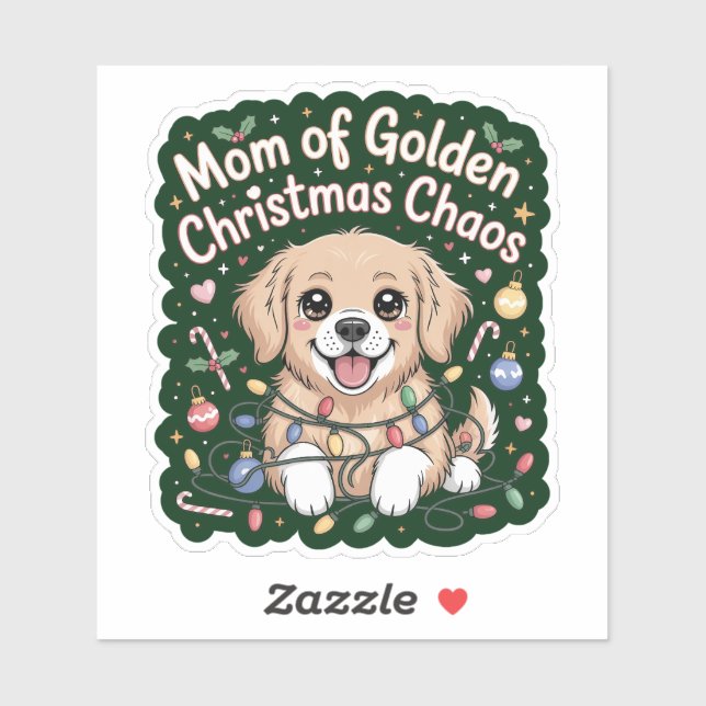 Adesivo Mom of Golden Christmas Chaos - Cute Retriever (Folha)