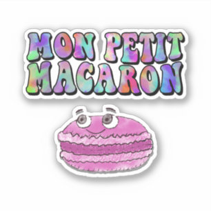 Adesivo Mon Petit Macaron Retro Tie Dye Groovy Text