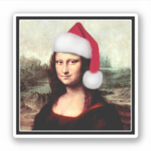 Adesivo Mona Lisa Chapéu de Papai Noel Natal
