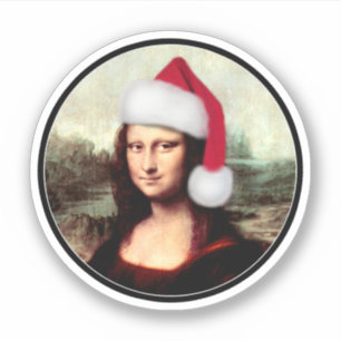 Adesivo Mona Lisa Chapéu de Papai Noel Natal