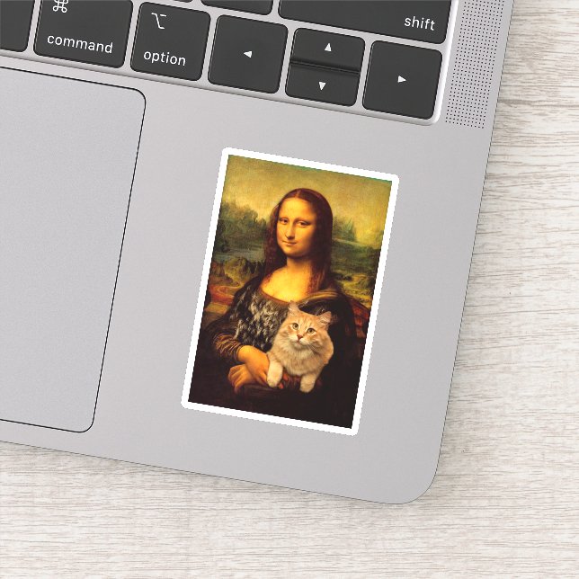 Adesivo Mona Lisa com um gato (pelo de gato) Amantes de ga (Detalhe)