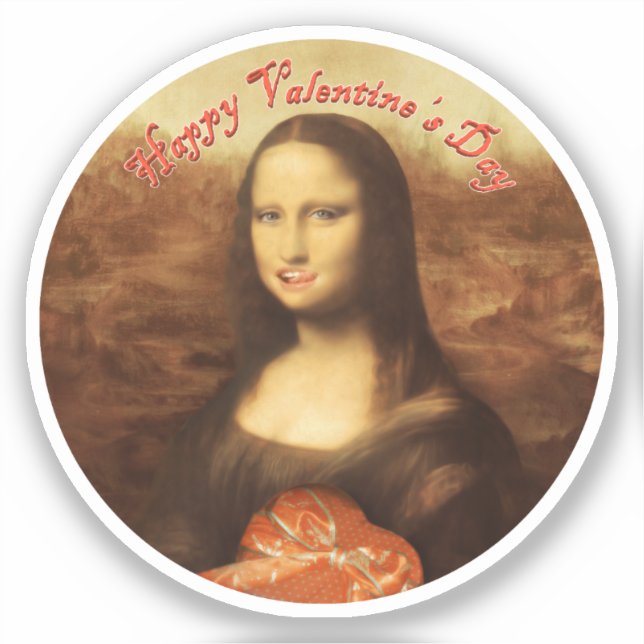 Adesivo Mona Lisa Heart Valentine's Day Kiss (Frente)